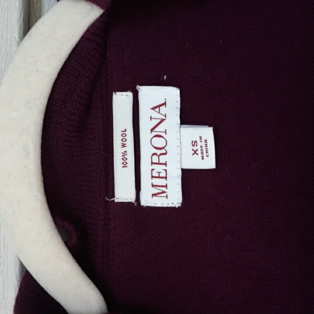 Merona Cardigan Raspberry 100% Wool Open Front Xs - image 2